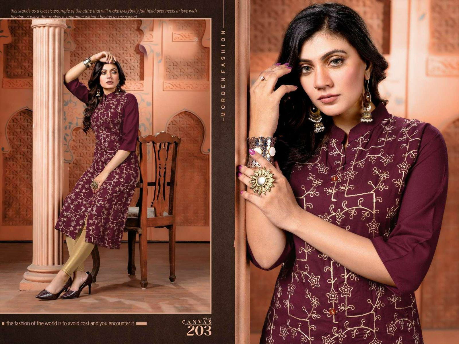 Canvas 2 New Designer Embroidery Work Fancy Wear  Kurti Collection